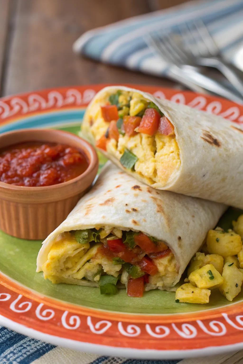 Morning wraps are a savory and fulfilling choice for breakfast.