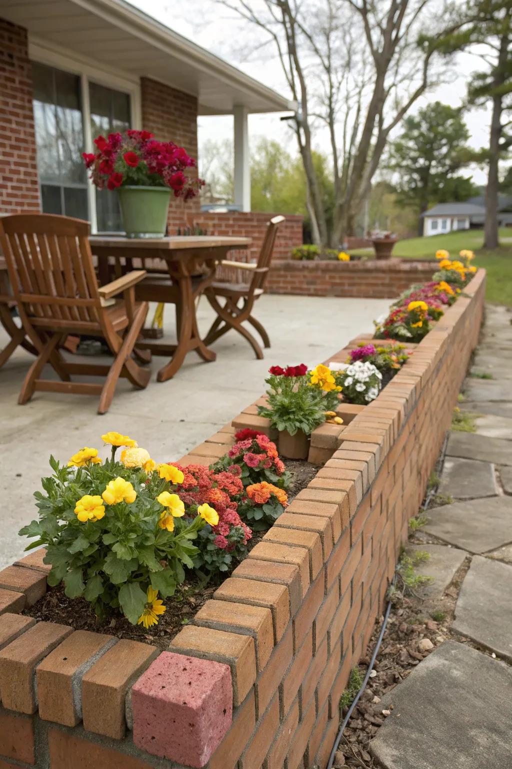 Blockwork planters furnish both decorative and functional benefits in green spaces.
