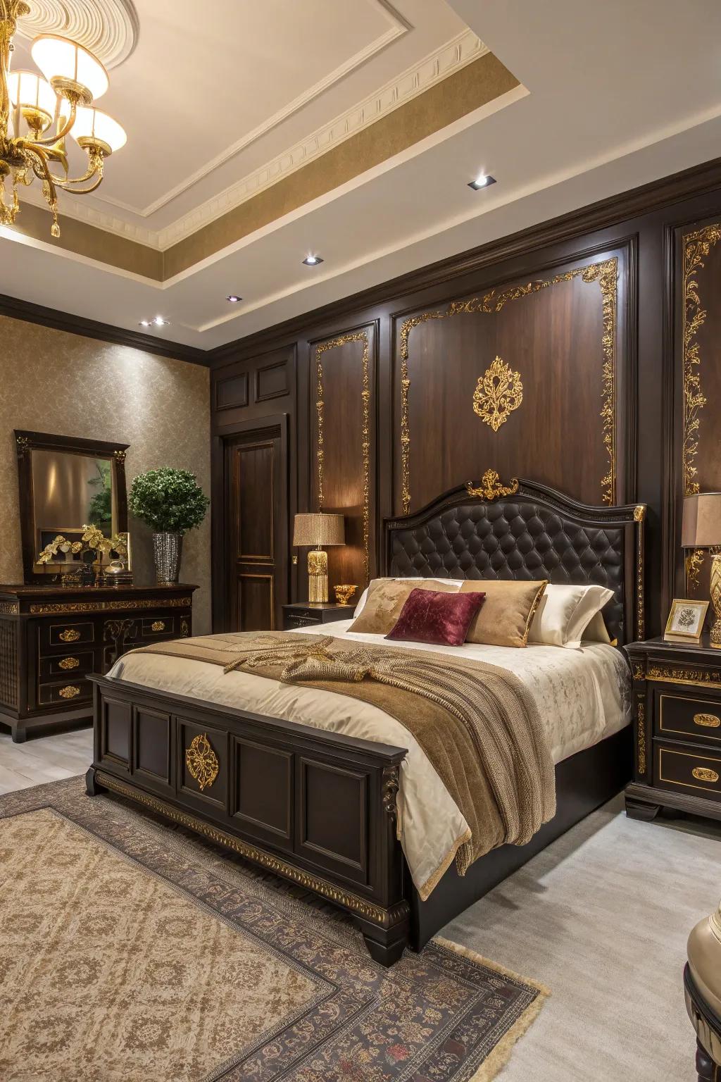 Deep wood furniture lends richness and depth.