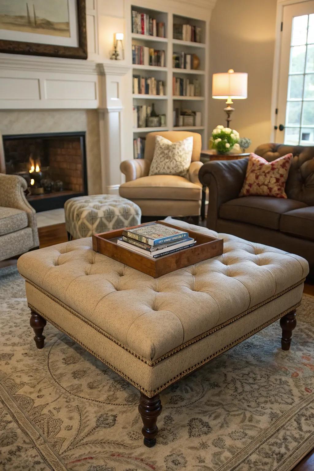 Ottomans and stools offer versatility and style in small spaces.