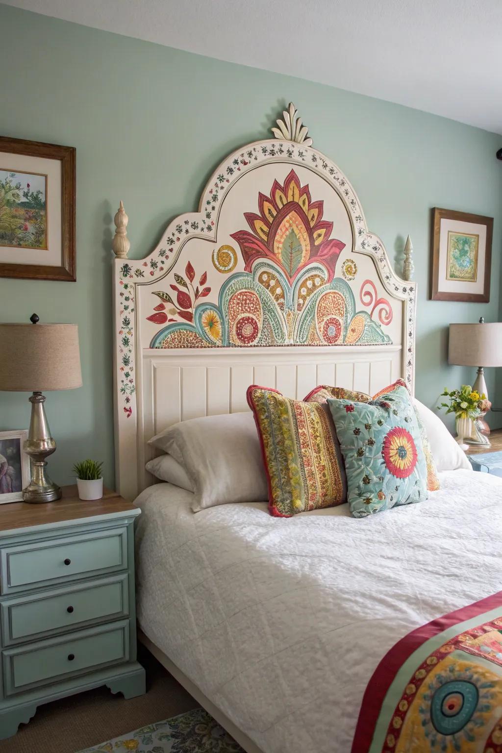 A painted faux headboard brings style without the cost.