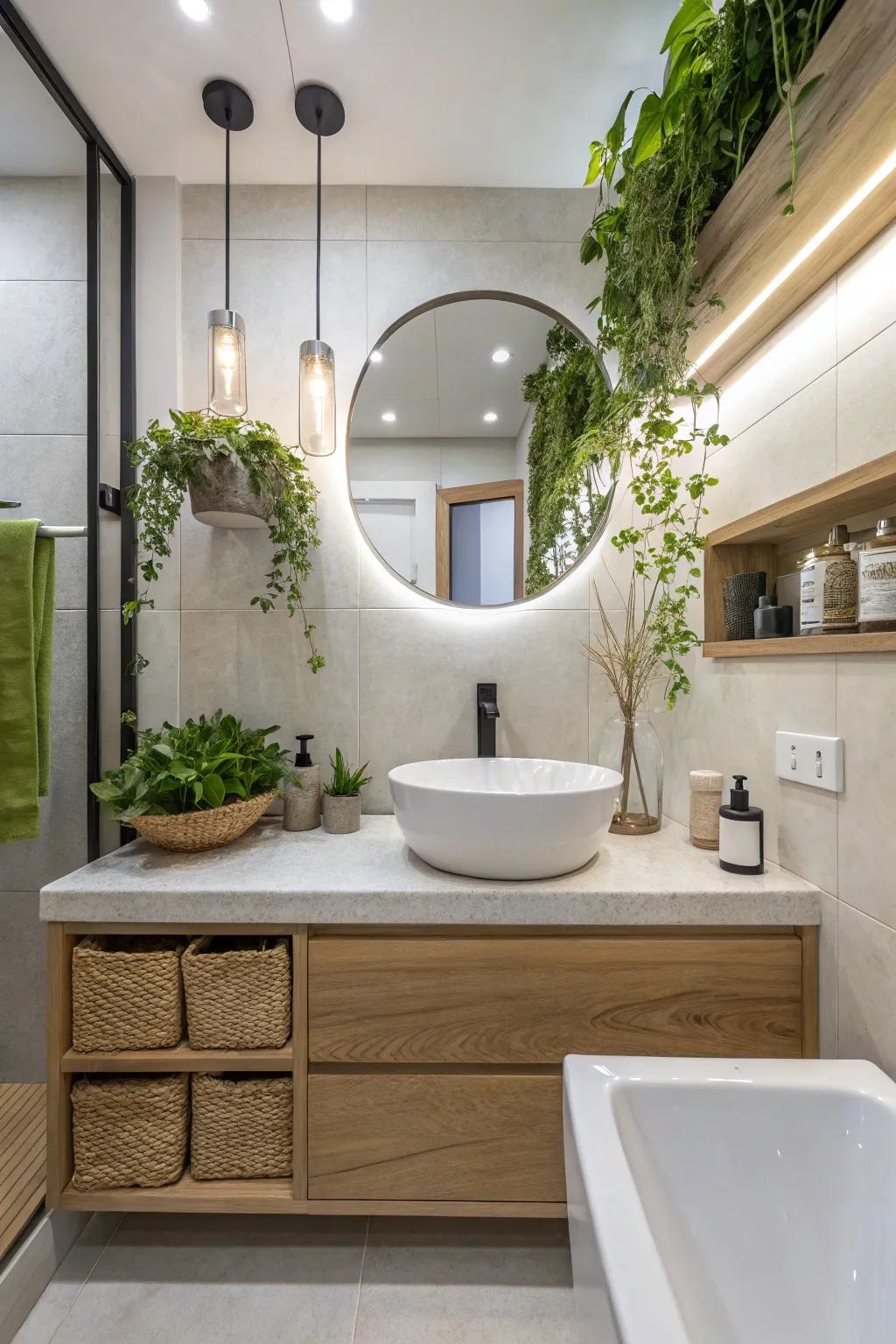 Eco-friendly fixtures blend sustainability with chic design.
