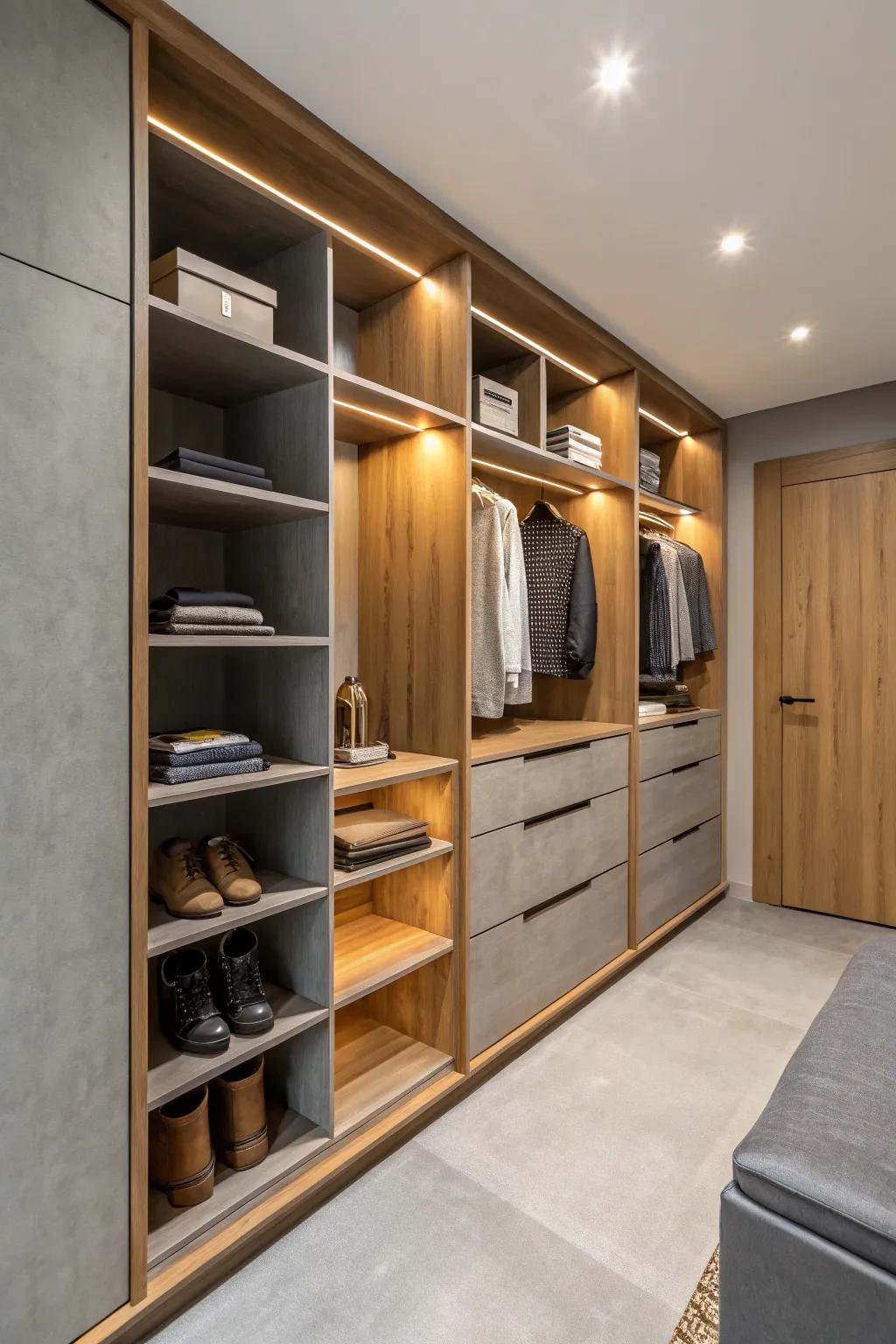 Contemporary elements like timber and suede contribute enduring style.