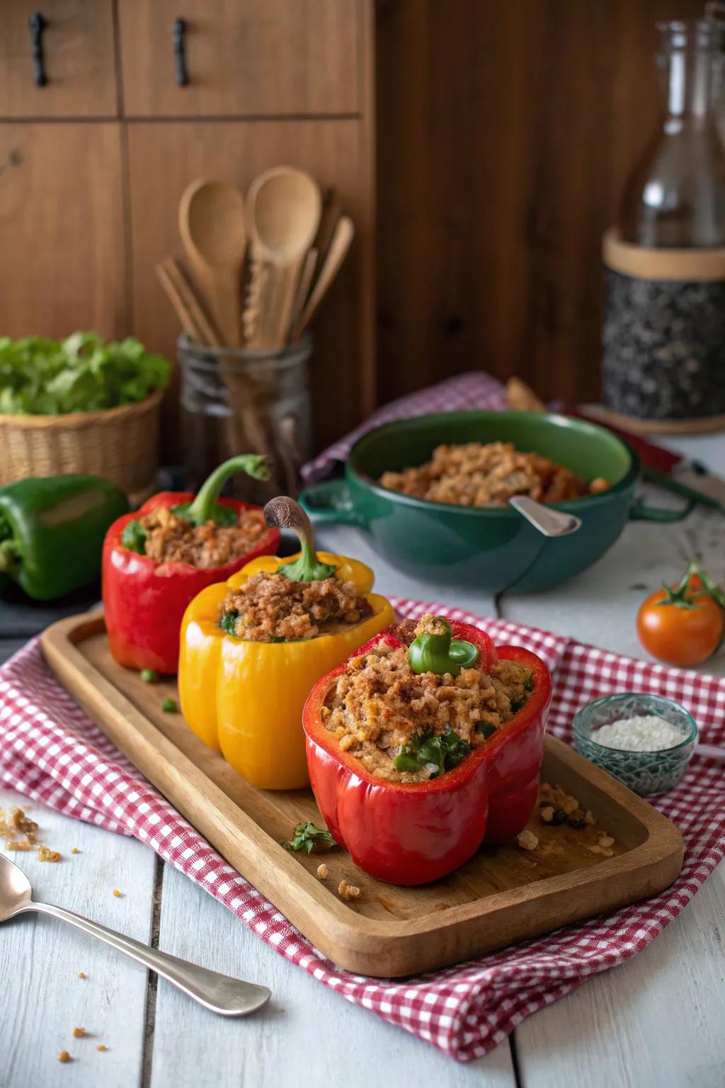 Stuffed bell peppers, a vibrant and nutritious meal.