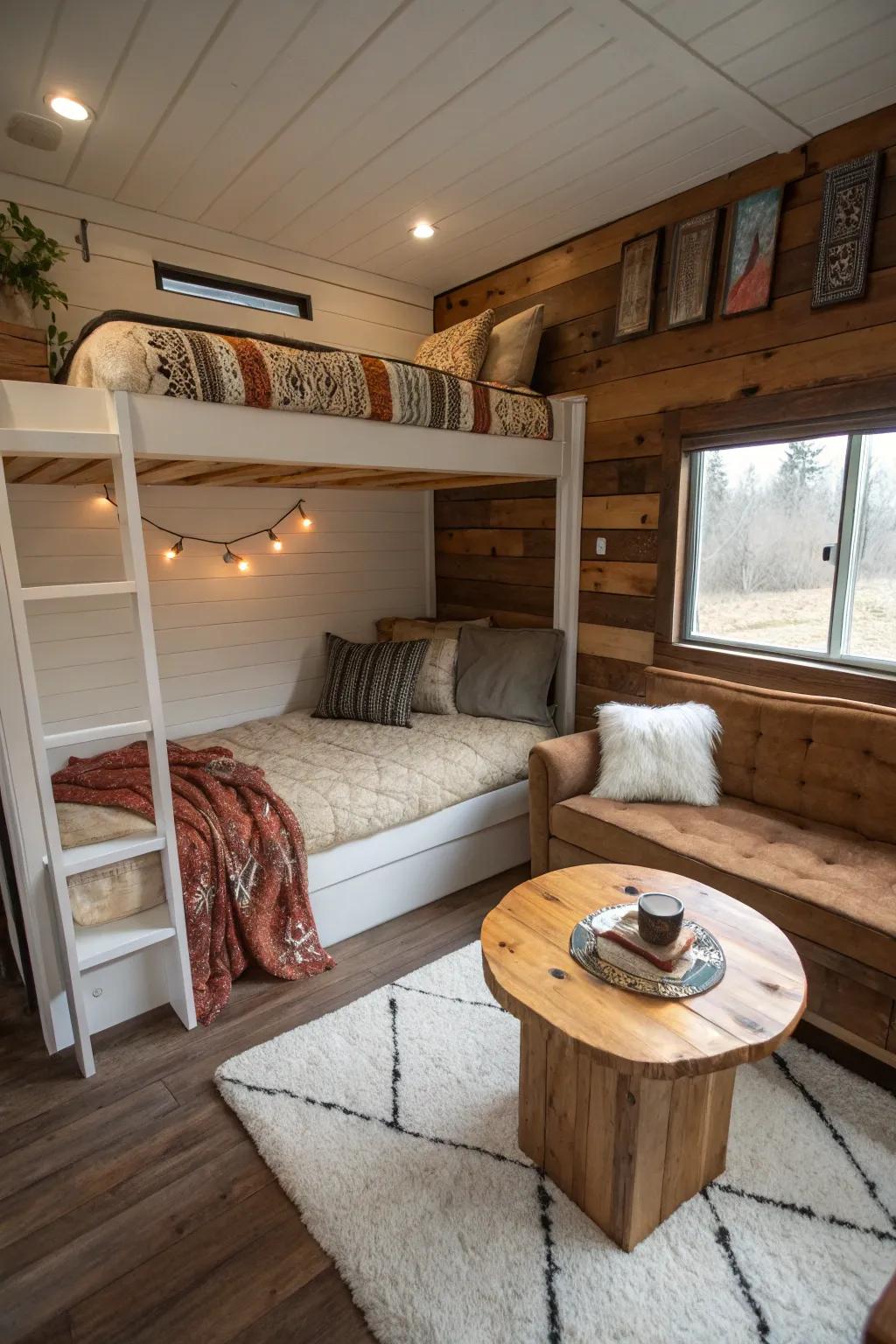 Sky beds maximize space and coziness.