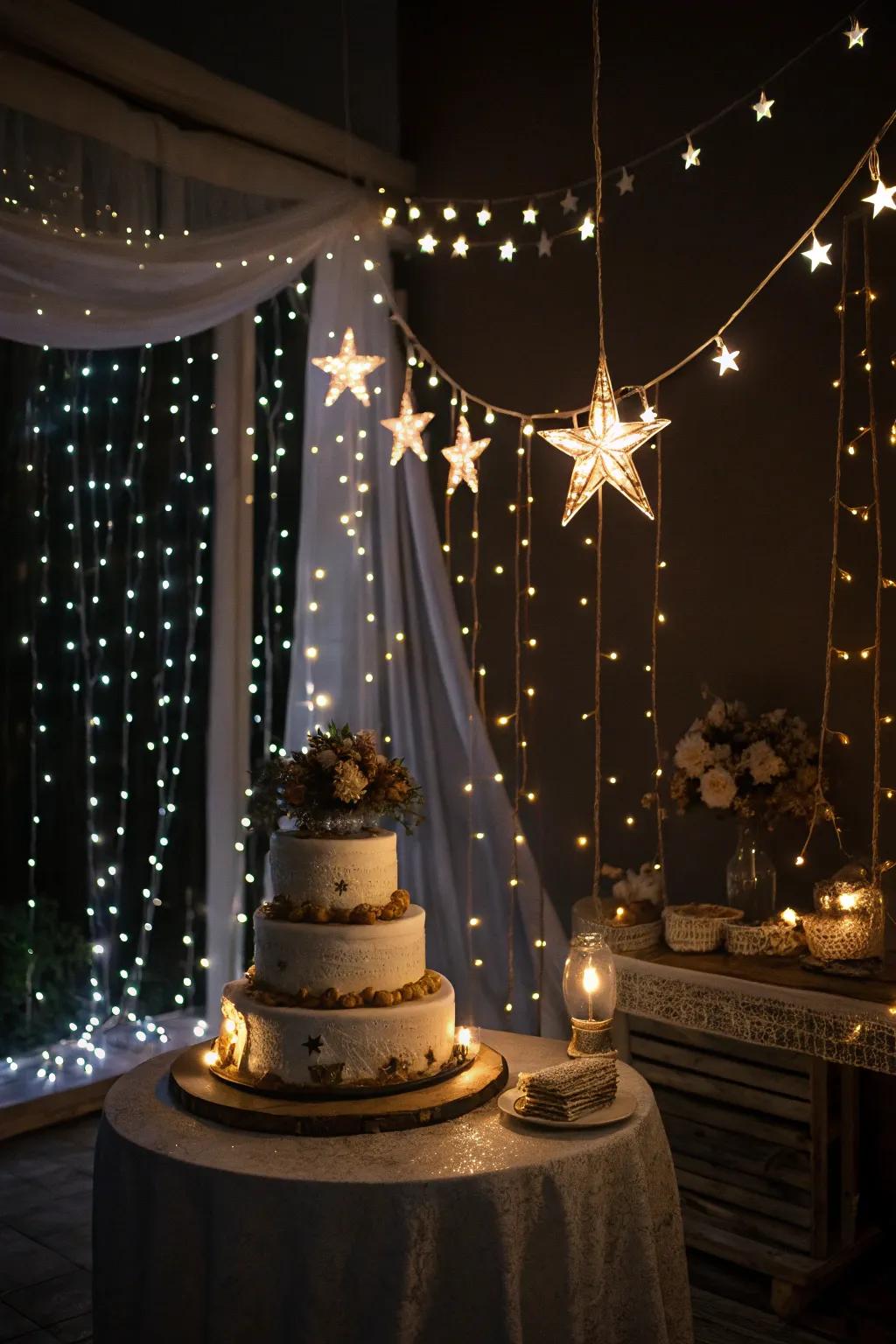 A night full of stars setup brings a magical touch to your cake smash.