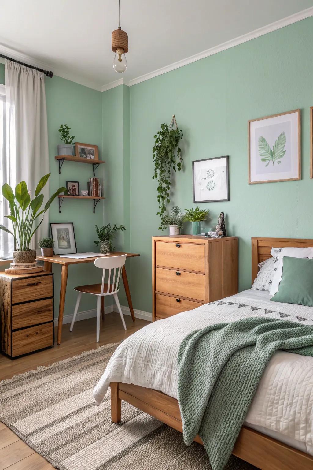 Green mint walls can offer that tidy and crisp feel.