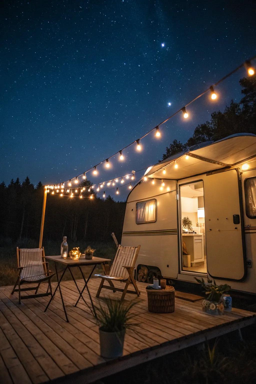 Create evening magic with twinkling string lights on your deck.