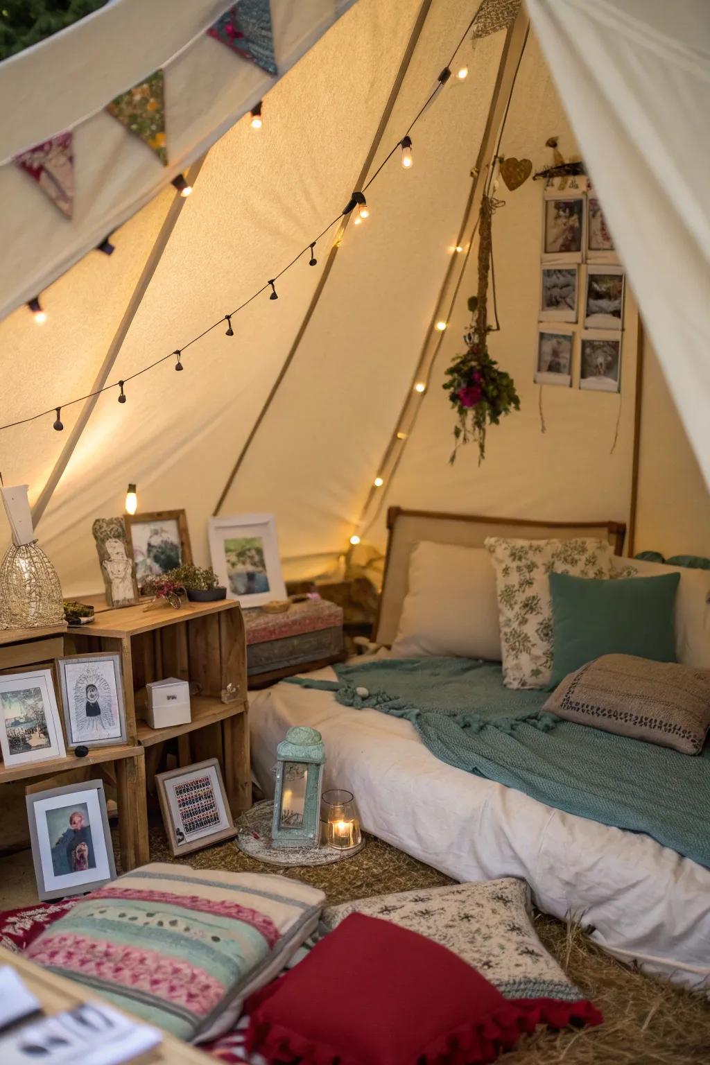 Add a personal touch to your tent with decor items.