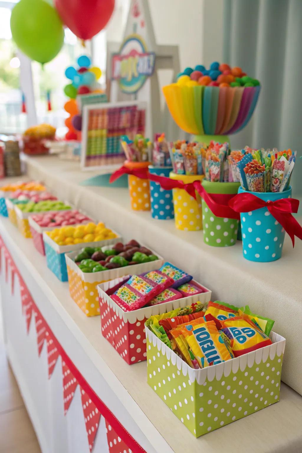 Playful kid's candy area featuring bright colors and delightful treats.