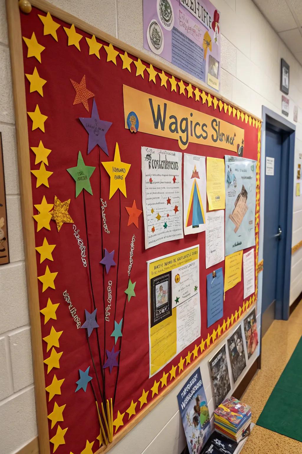 Mystical themes build a sense of wonder and curiosity on the fair bulletin board.