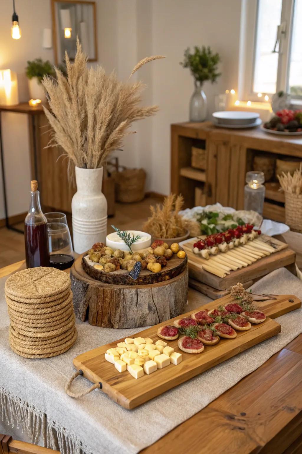 Natural elements create a warm, inviting atmosphere.