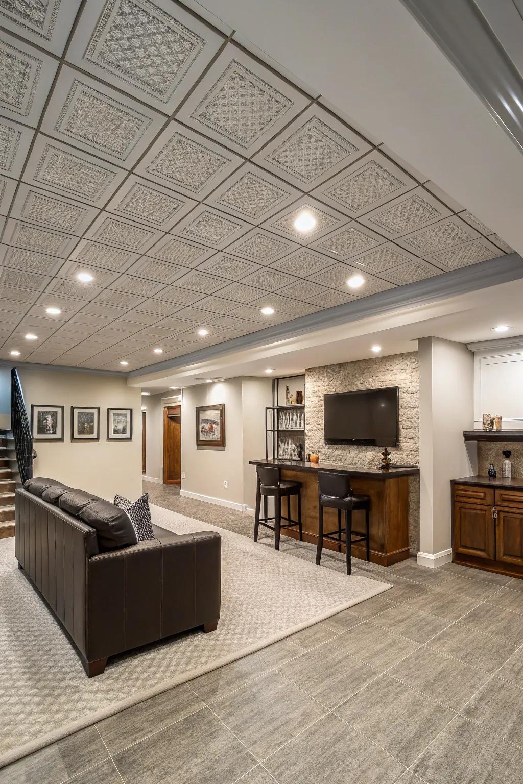 Suspended ceilings can be fashionable and modern with the right tiles.