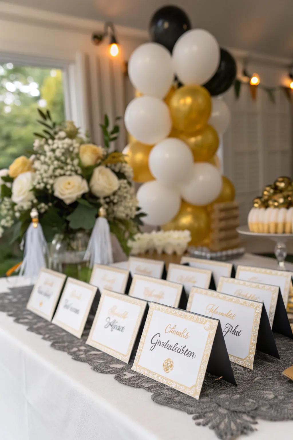 Tailored place markers ensure each guest feels valued.