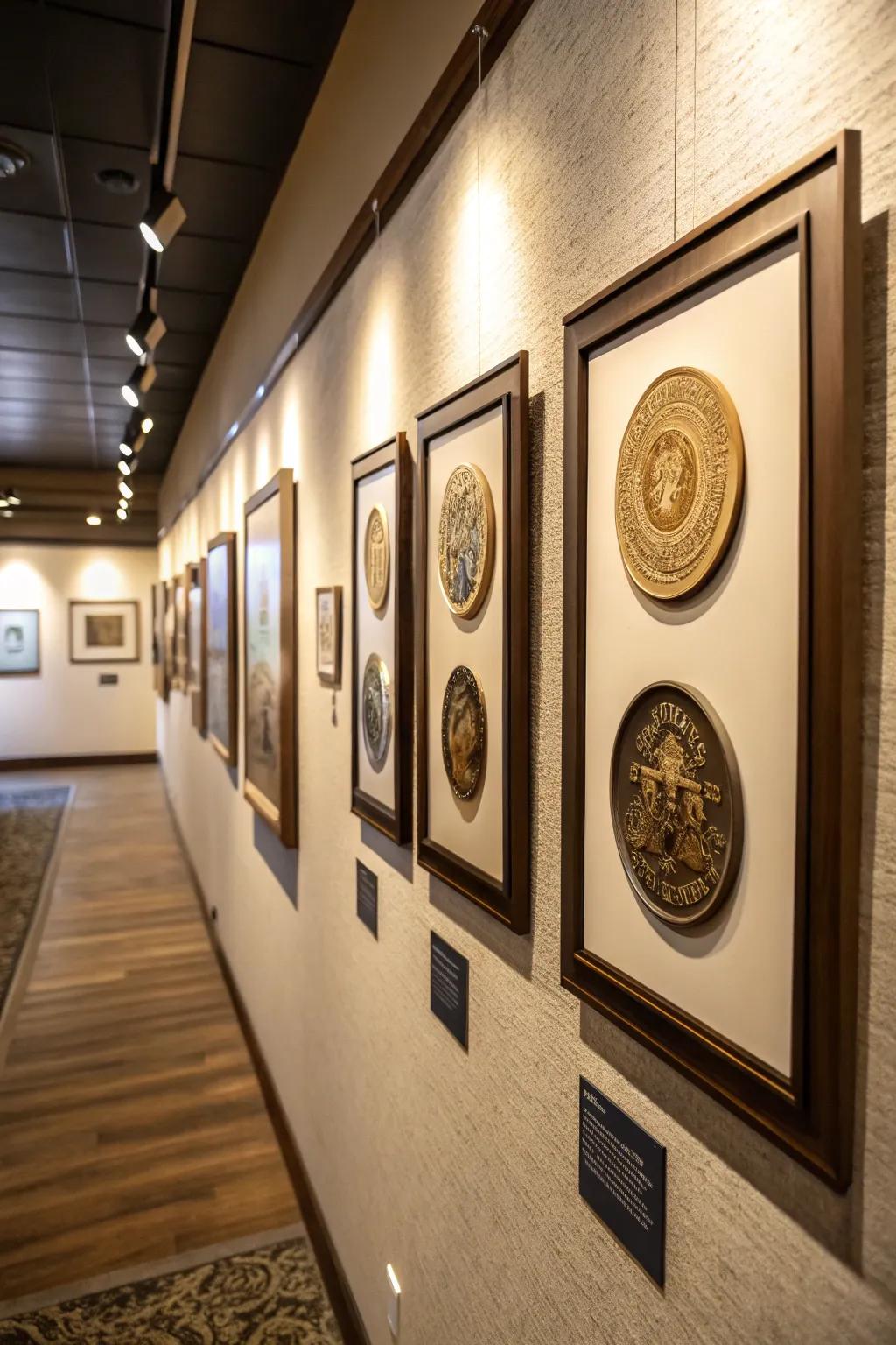 Picture frames turn your medallions into wall art.