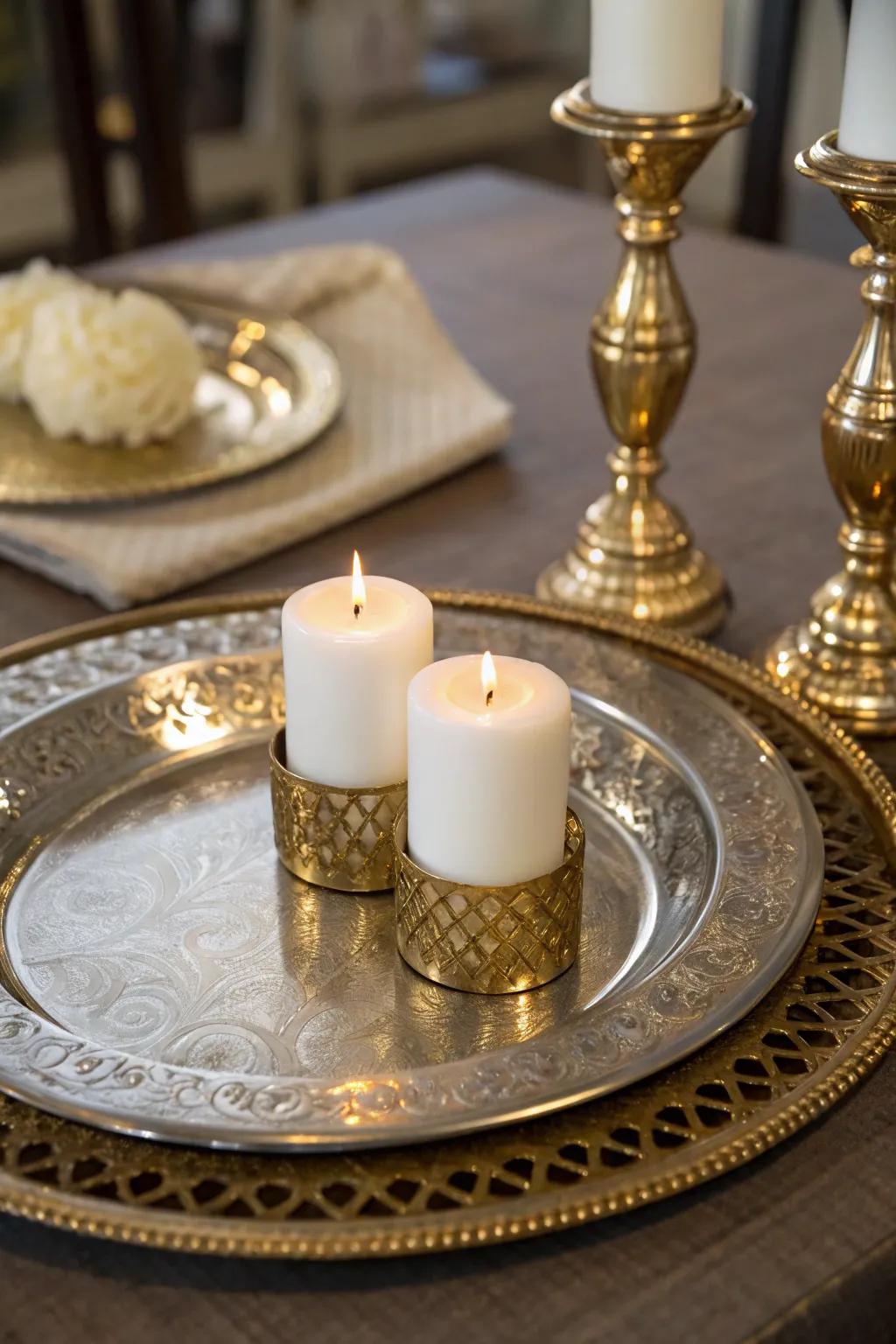 Make your table better with a glitzy metal centerpiece.