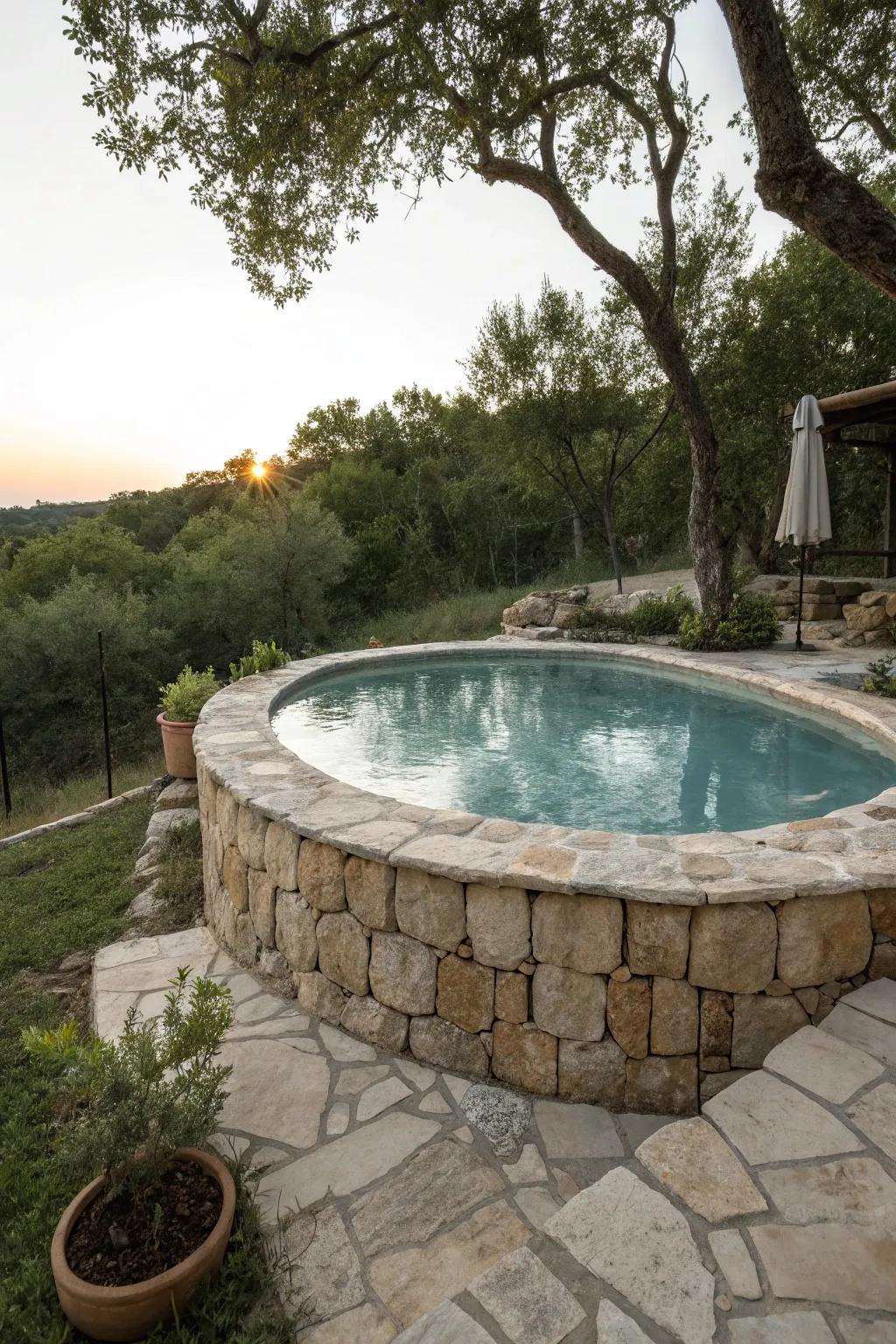 Ornamental rock enriches your poolside with a dash of elegance.