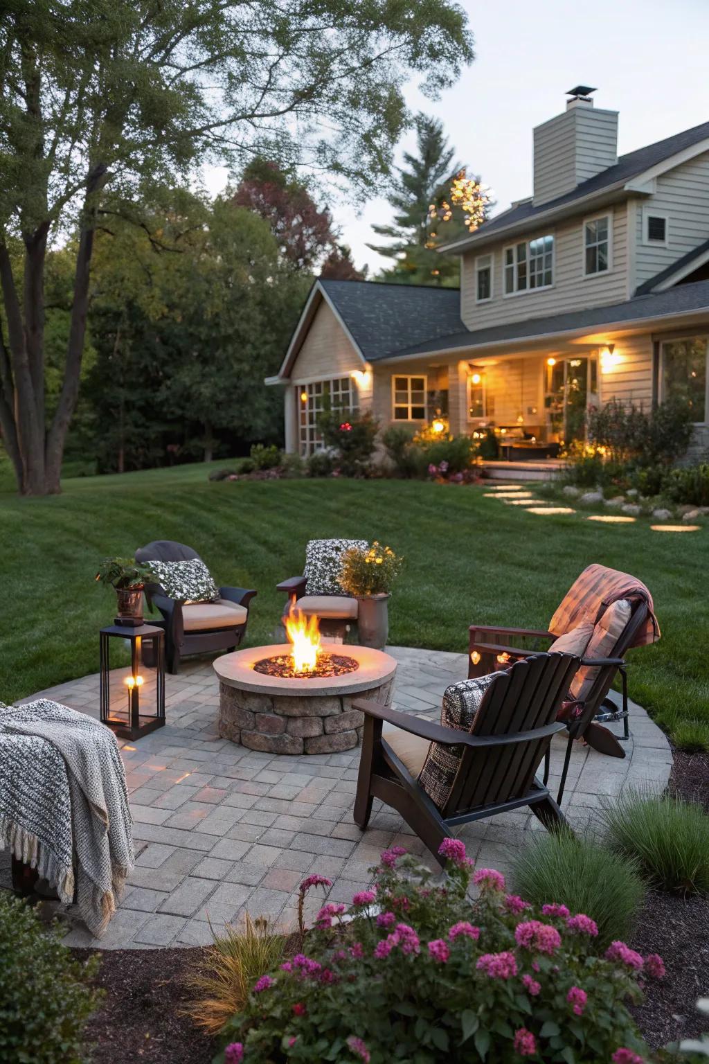 A hearth fosters a welcoming space for relaxation and gatherings.