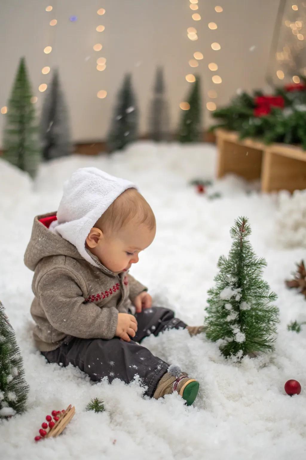 Step into a magical winter wonderland for a dreamy photoshoot.