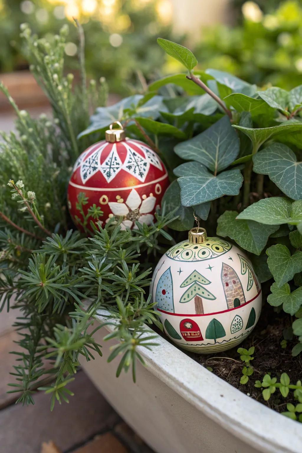 Baubles contribute an amusing and festive surprise to your containers.