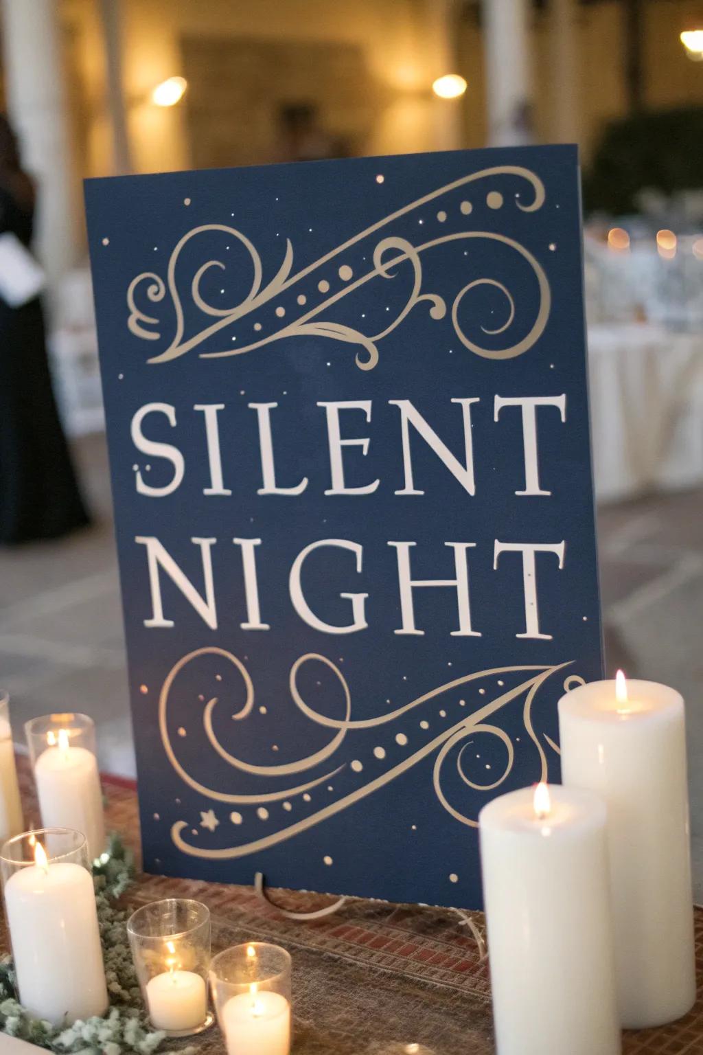 Append elegance with a penmanship 'Silent Night' notice.