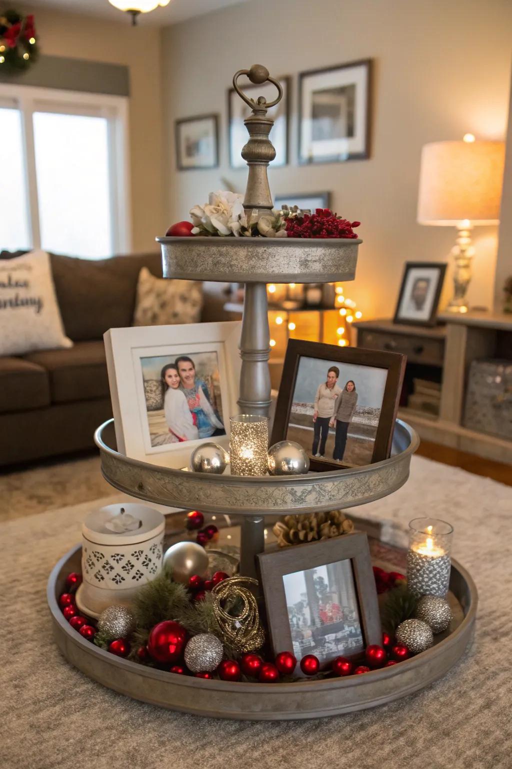 Customized nuances render this tiered stand truly special.