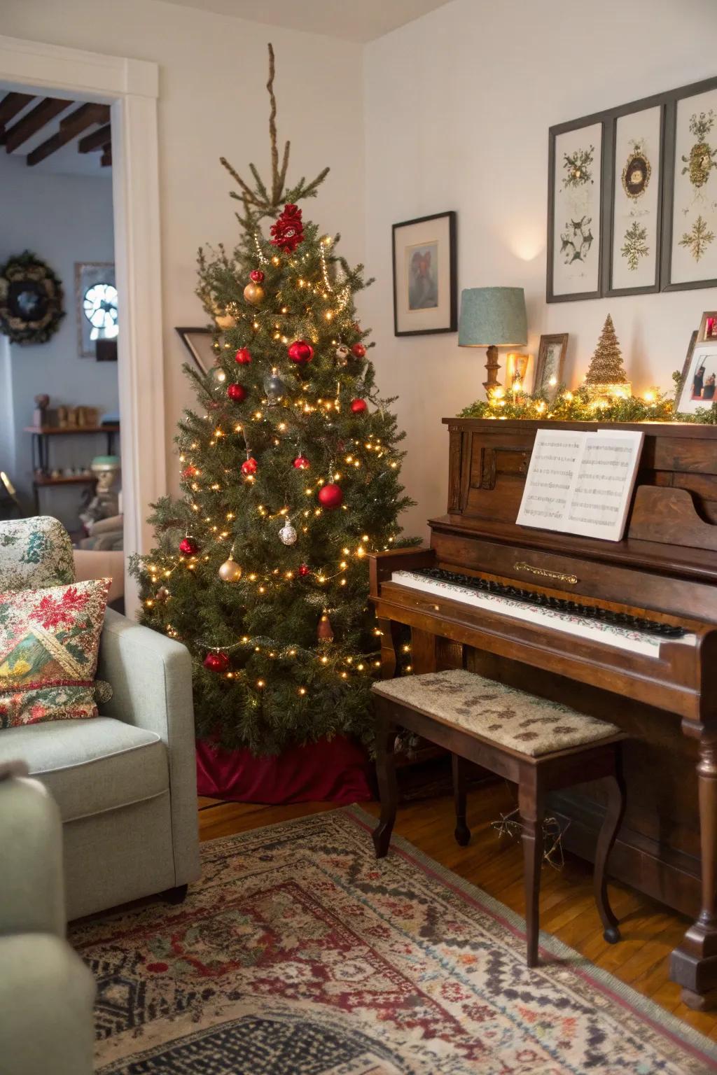 A keyboard seat adds height and uniqueness to your tree.