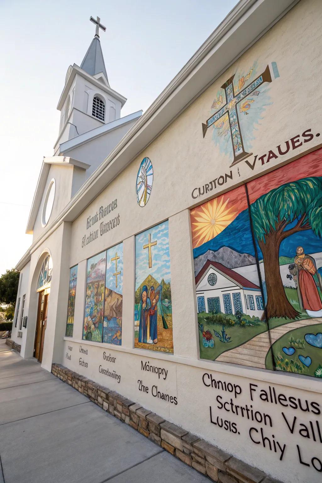 Church wall featuring custom artwork.