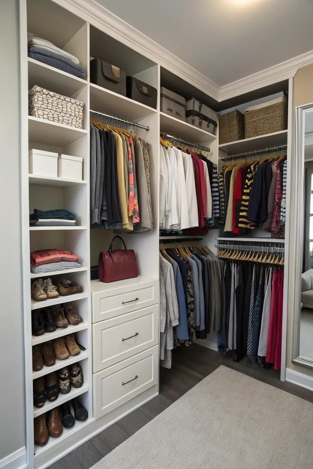 Vertical storage options maximize your closet's height.
