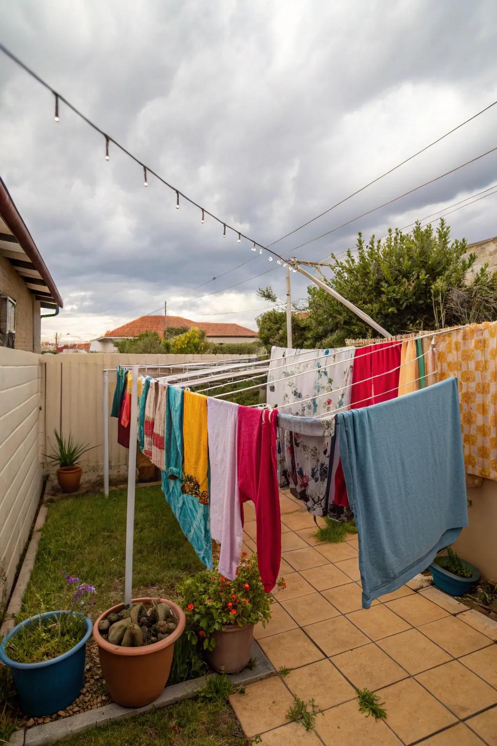 A space-conserving folding clothesline that&rsquo;s ideal for smaller yards.