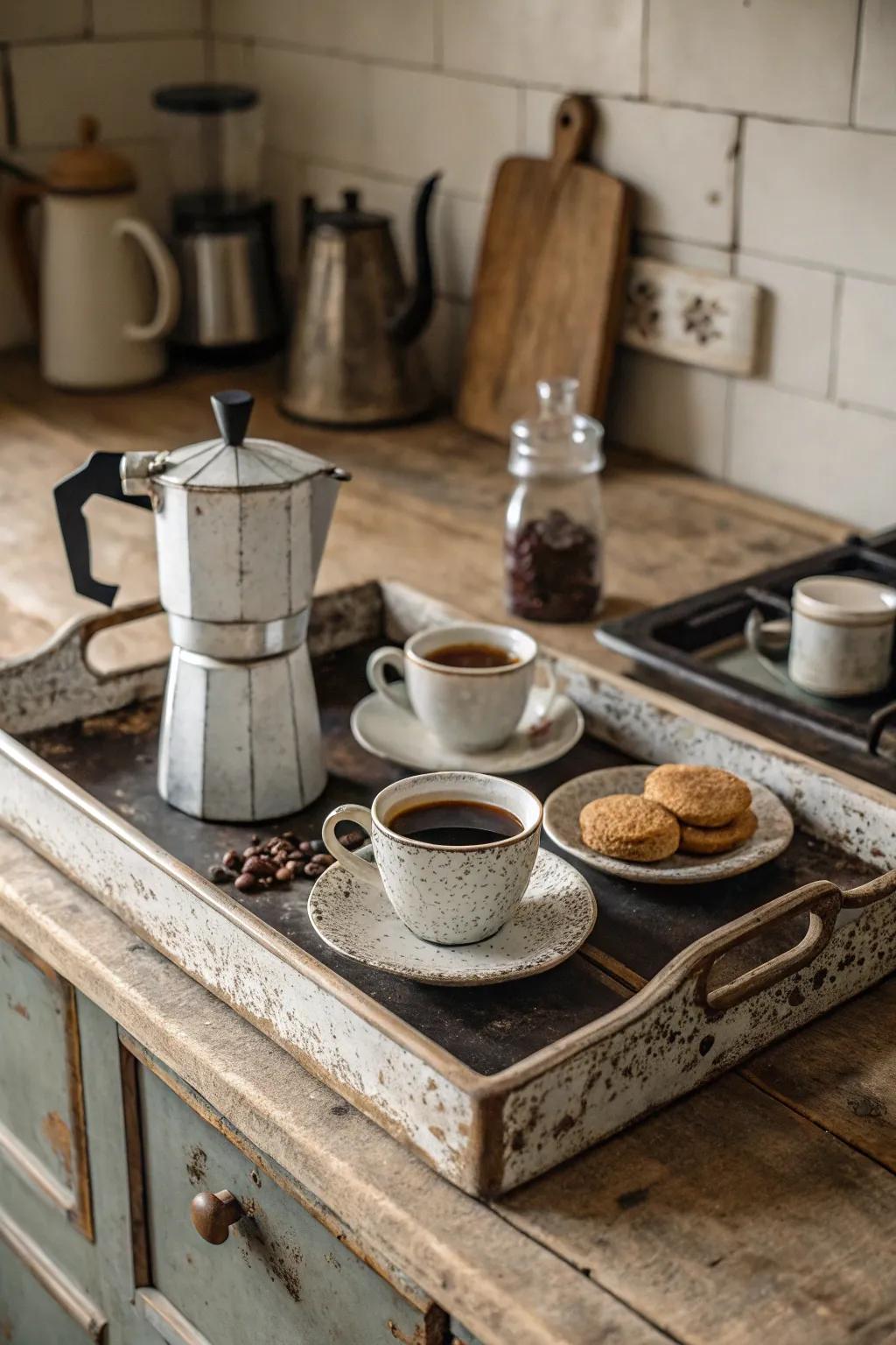 Classic components introduce appeal to the coffee bar.