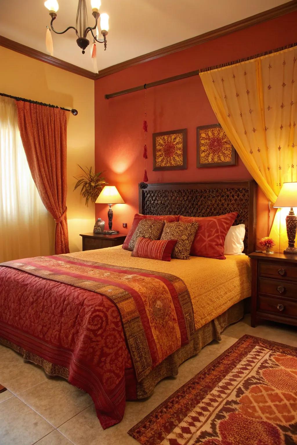 Comforting shades establish a cozy and welcoming bedroom setting.