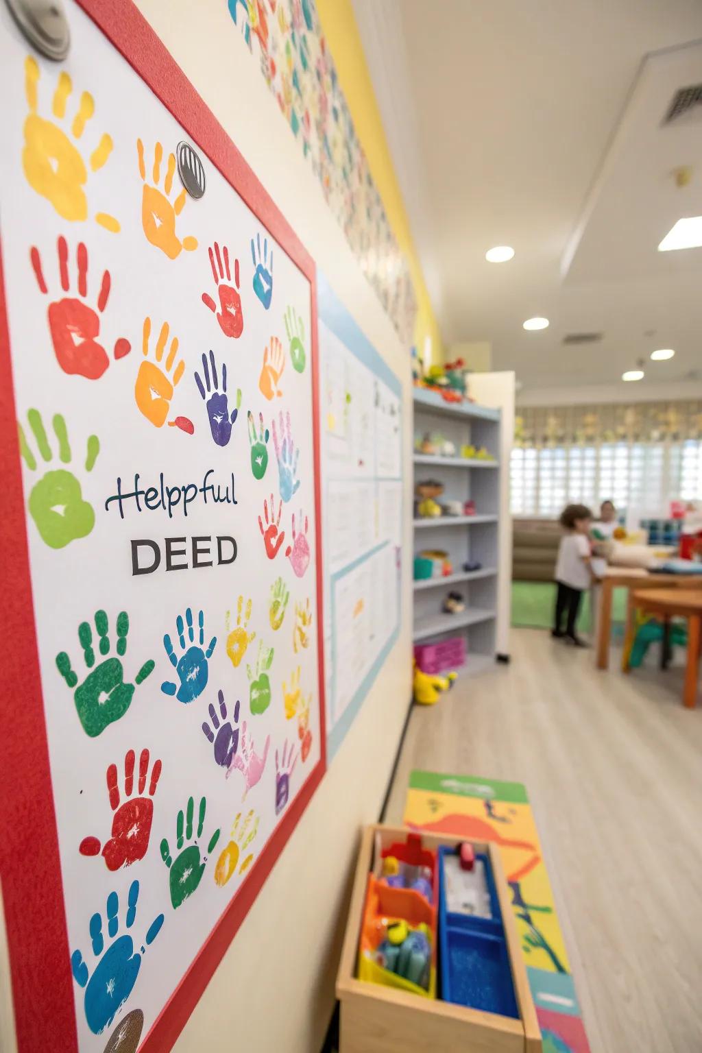 Helpful handprints showing acts of support.