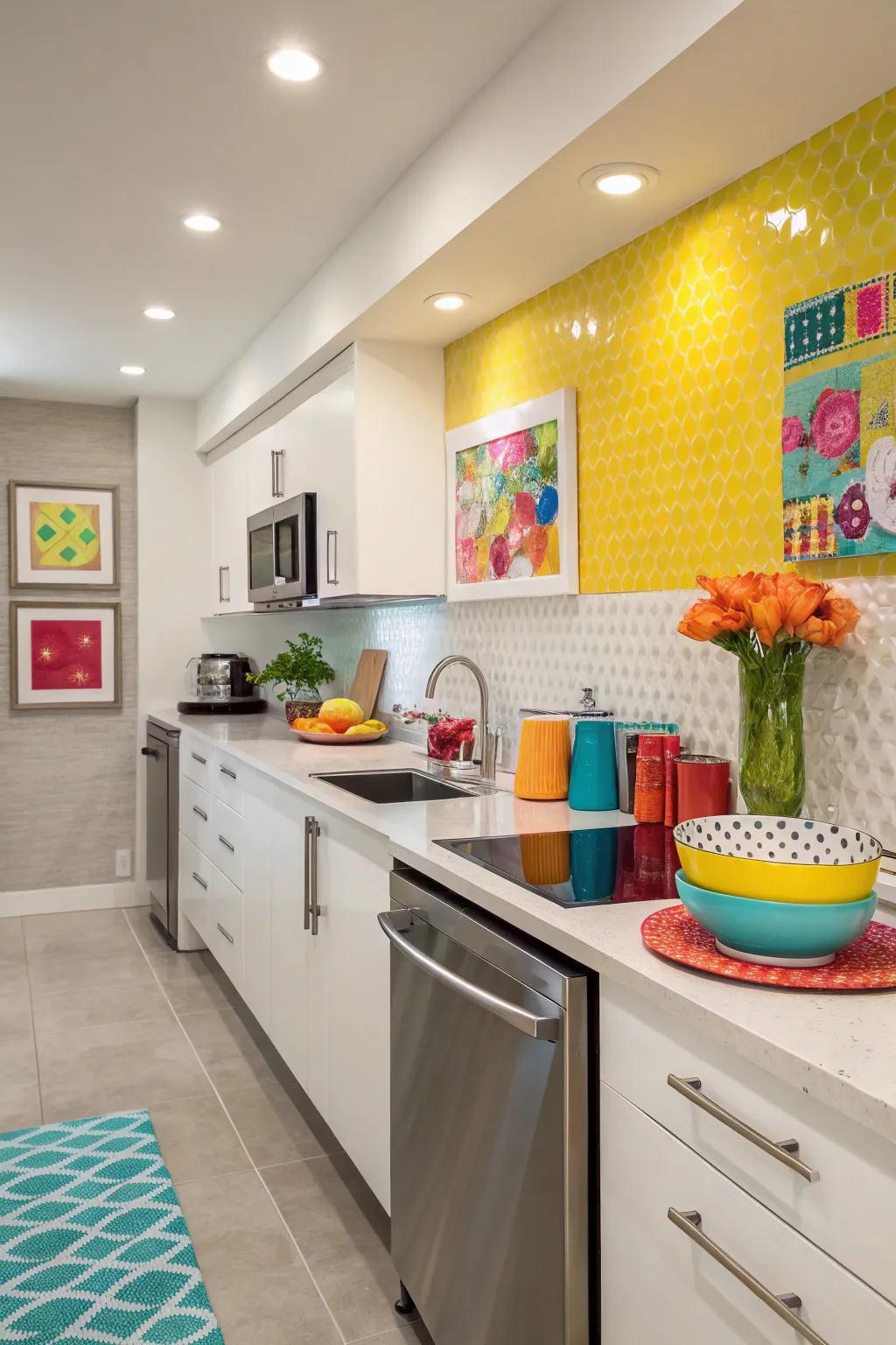 Unexpected splashes of color add personality to your kitchen.