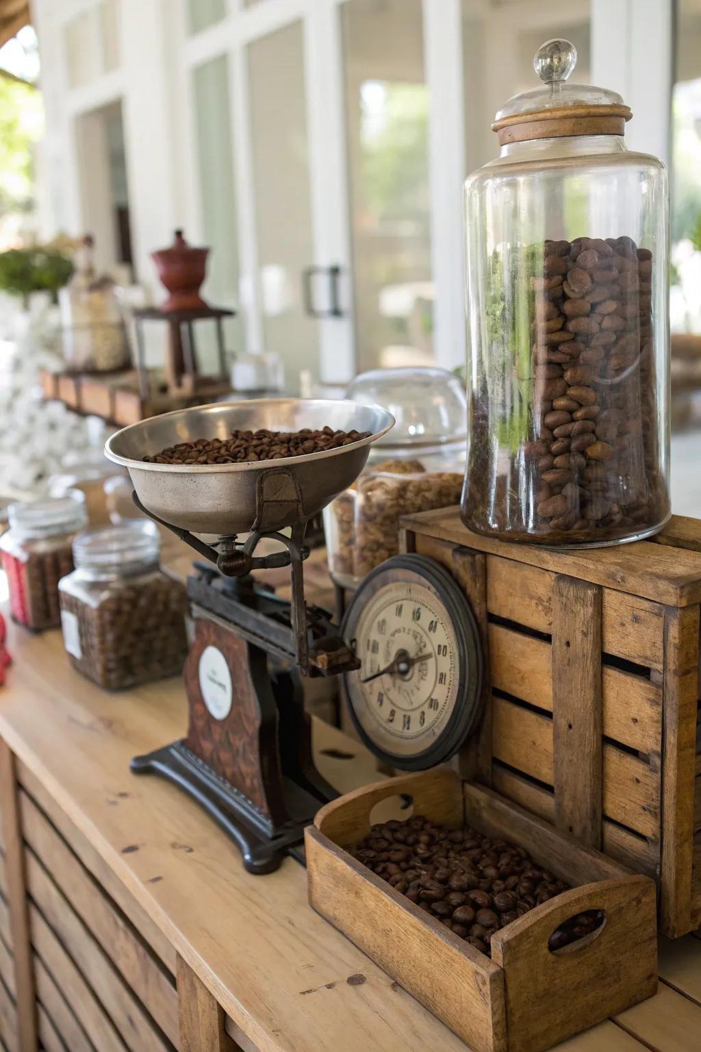 Vintage pieces add character to your coffee station.