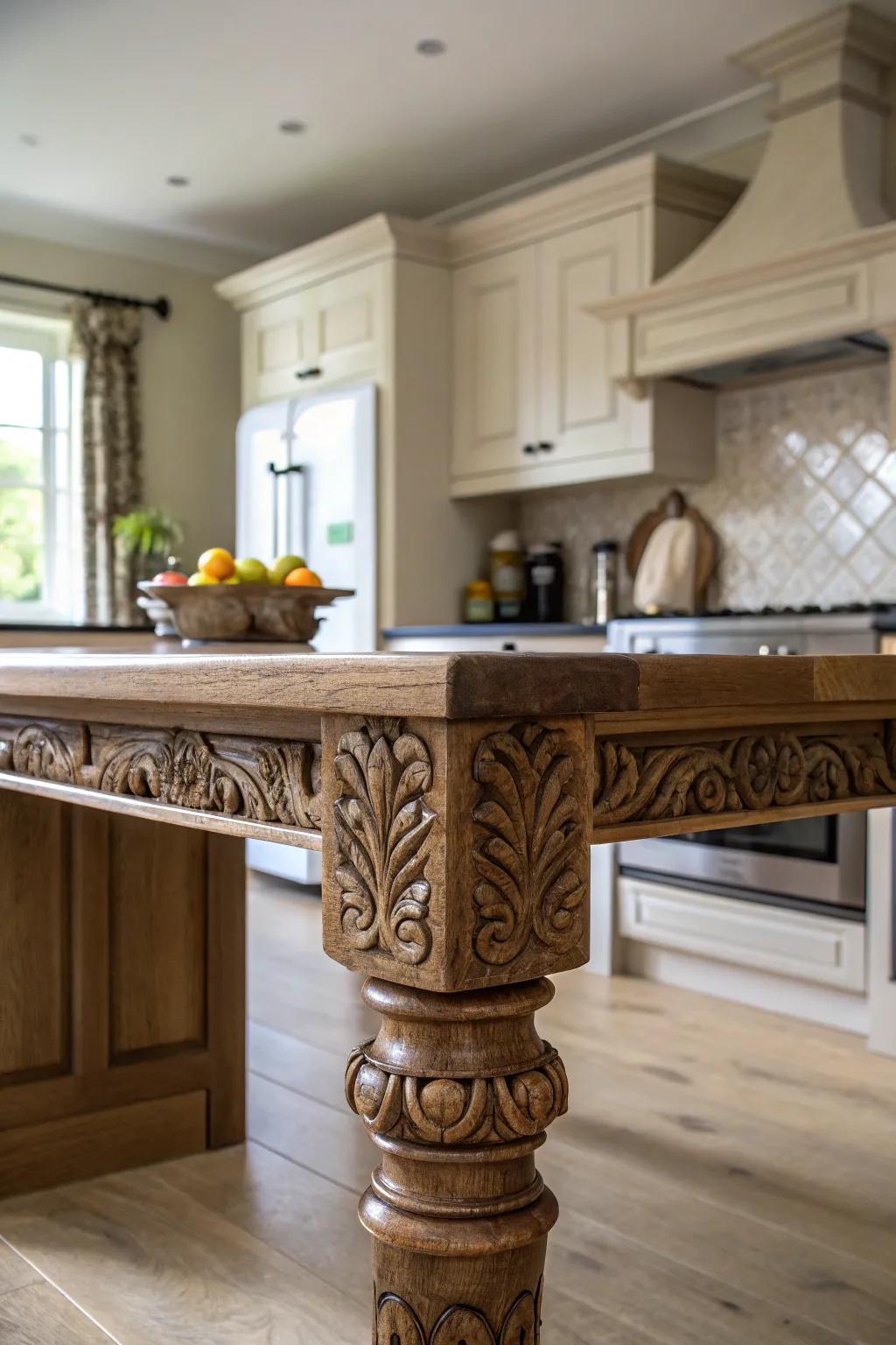 Detailed custom carvings on end caps, for a personal feel.