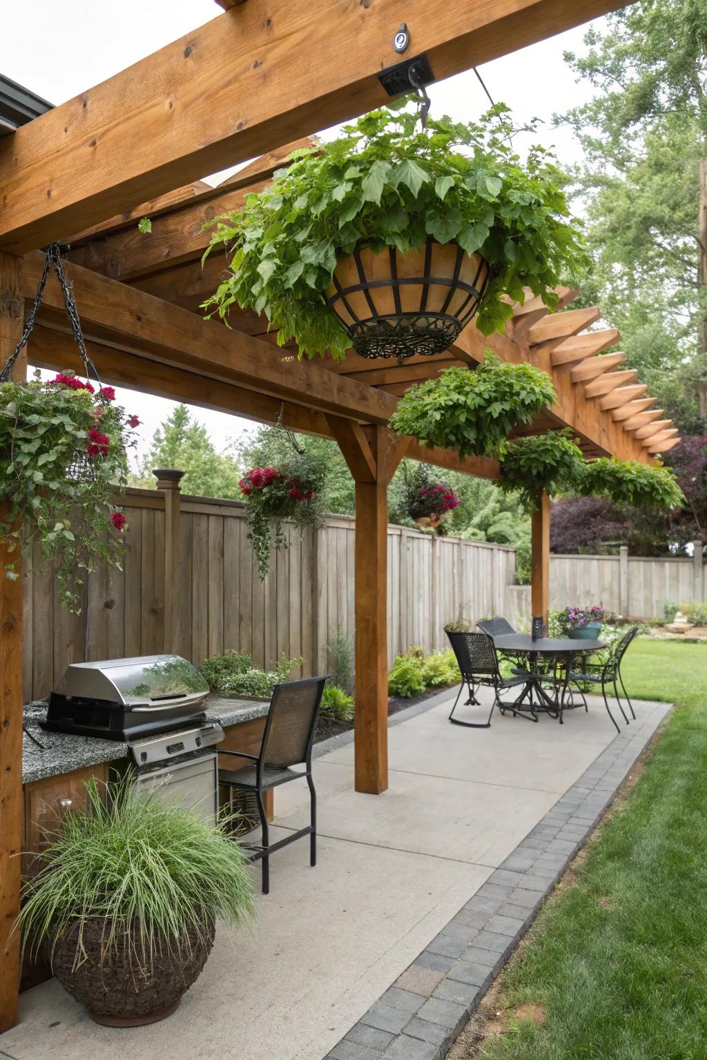 A lumber support canopy delivering country charm and natural splendor.