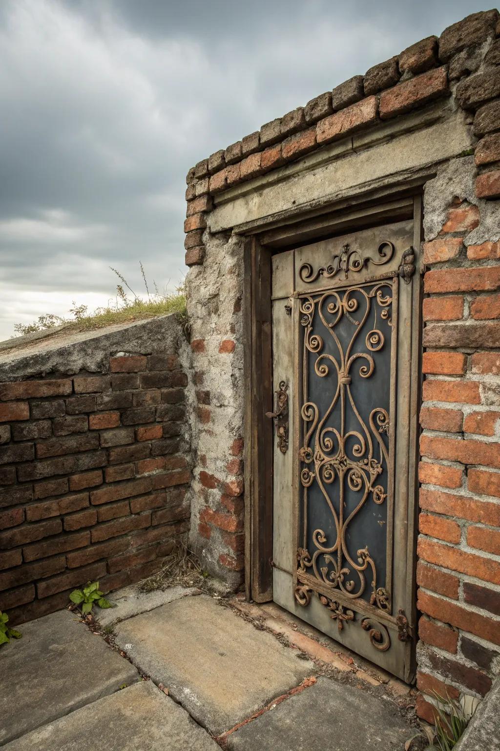 Elaborate ironwork elevates the aesthetic appeal of doors.