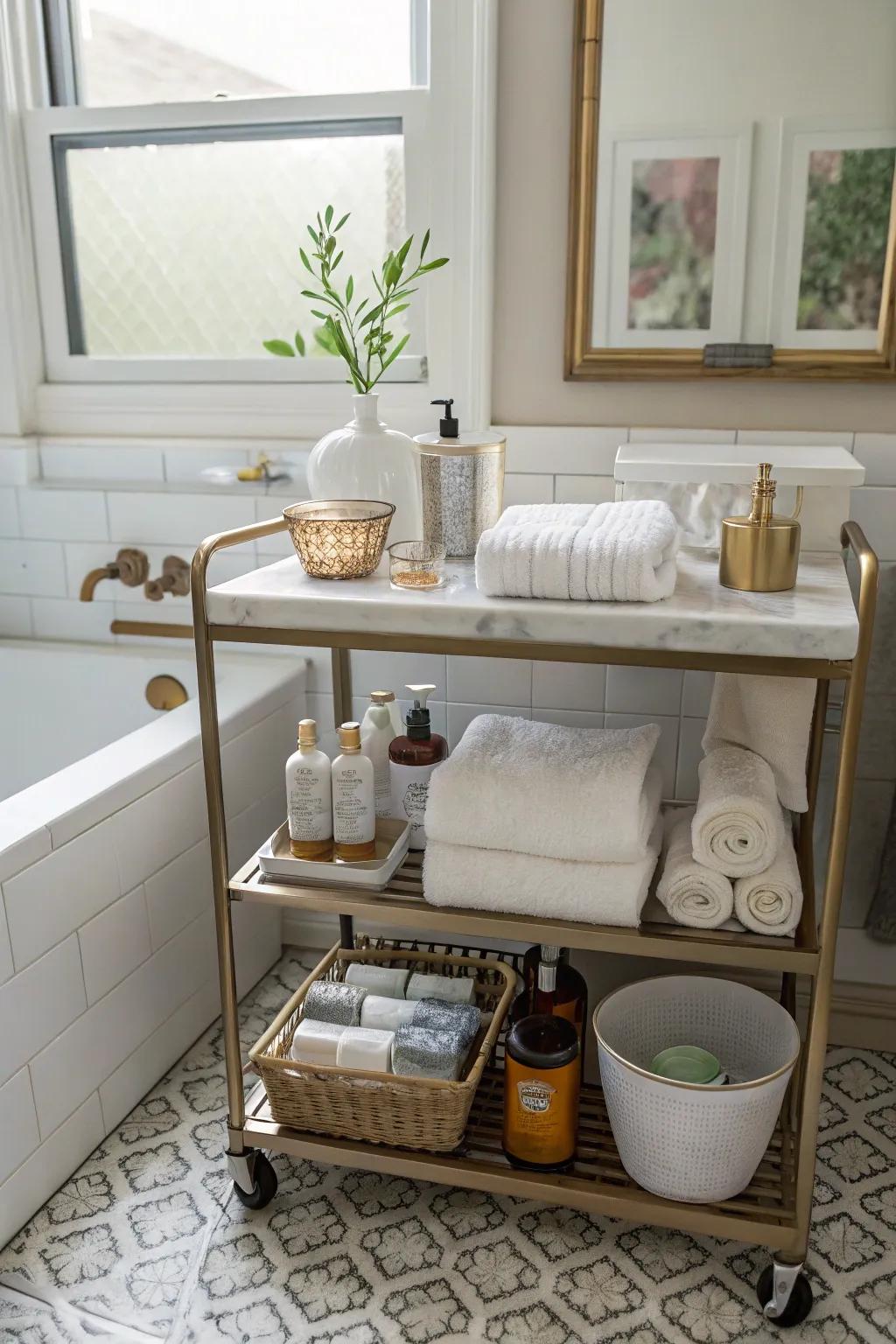 Serving carts offer mobile and stylish storing solutions.