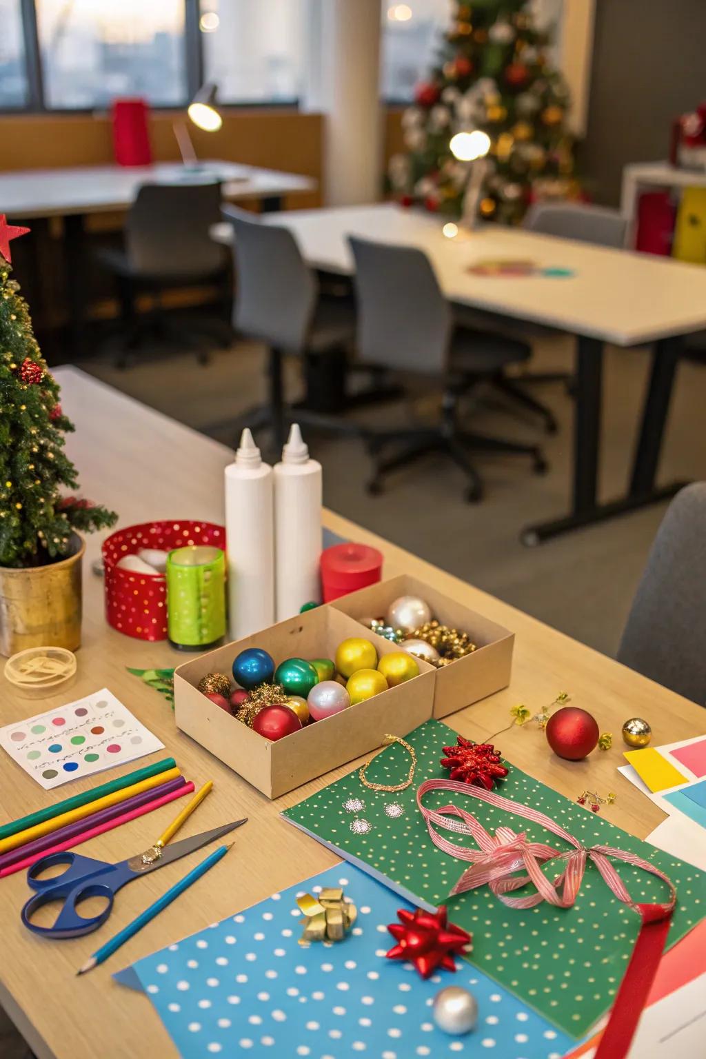 Get creative with a personalized bauble craft spot at work.