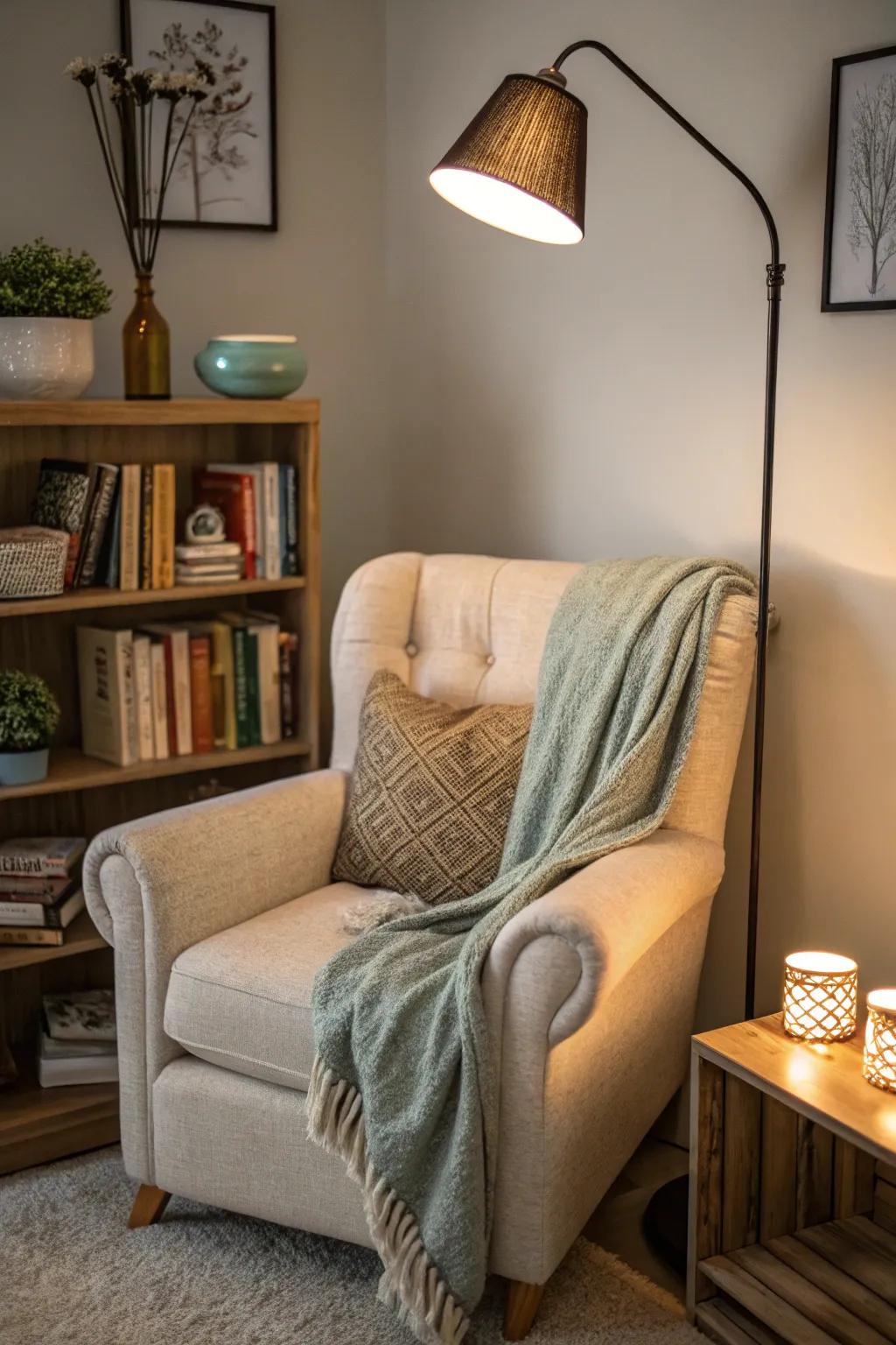 A reading nook forming a comfortable getaway in your living room.