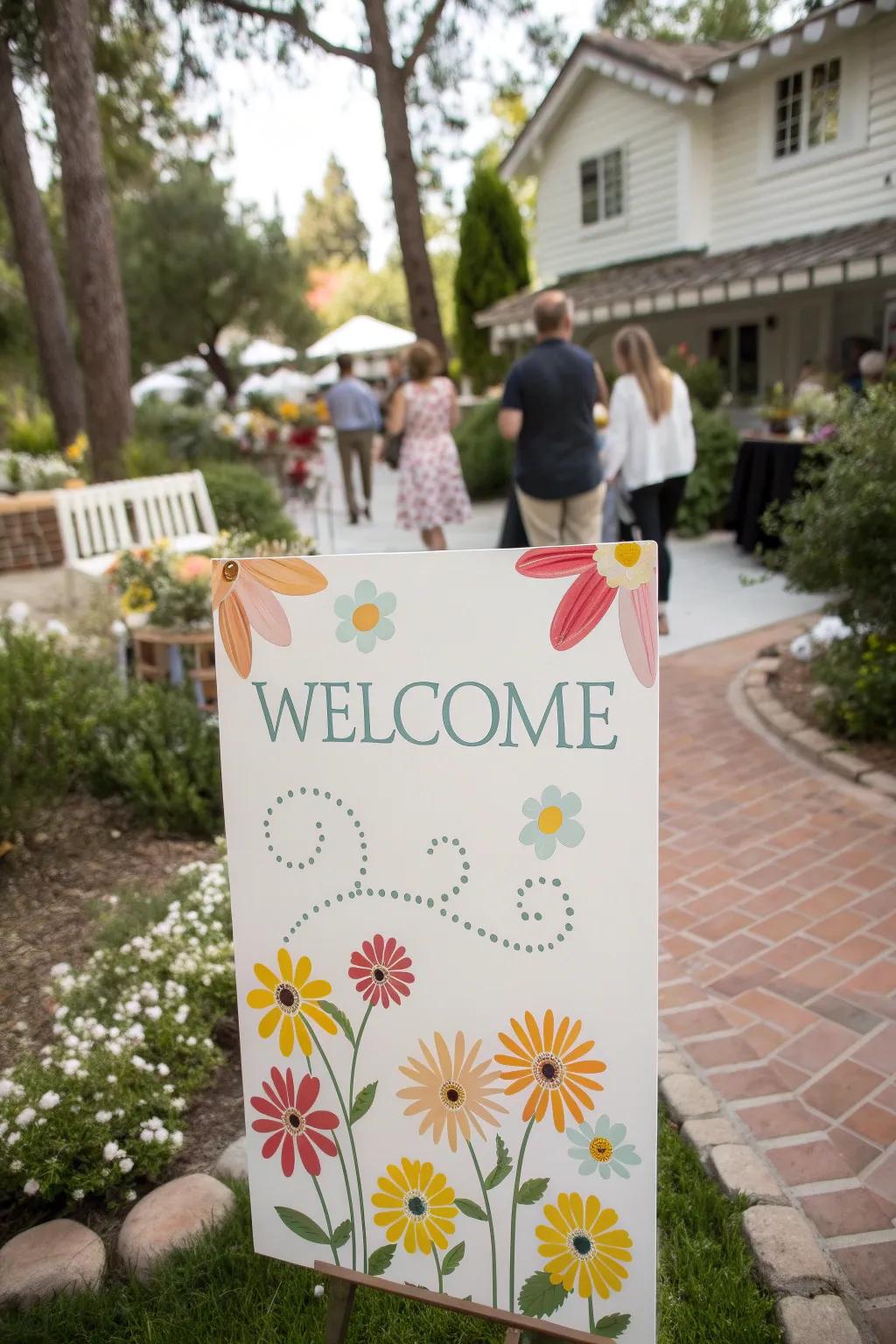 Welcome your guests with daisy signage.