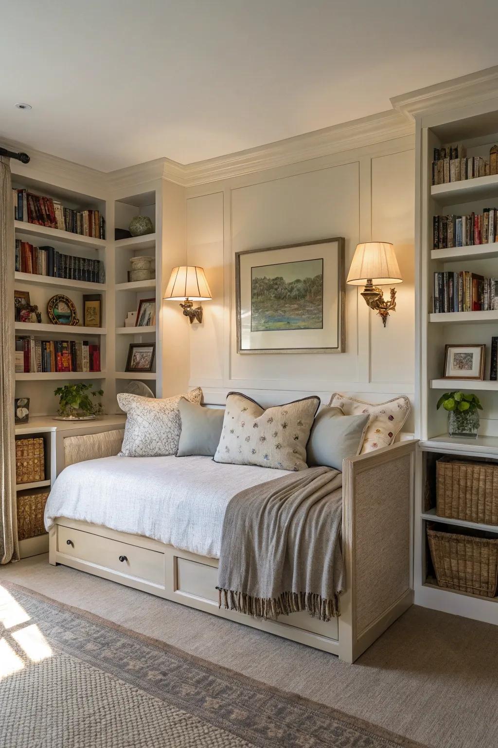 A balanced daybed arrangement