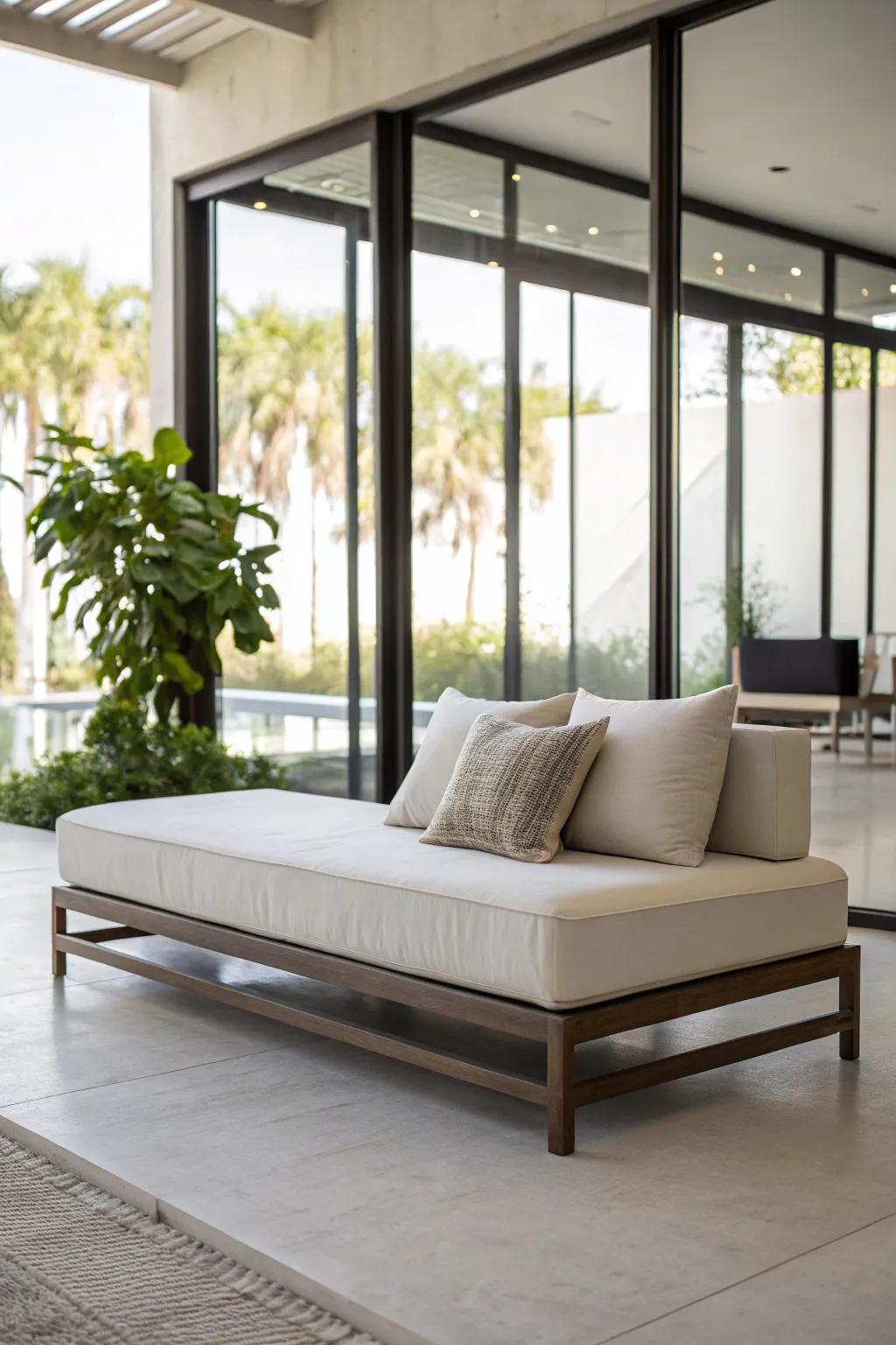 Minimalist decor lends a sleek, modern feel to this daybed.
