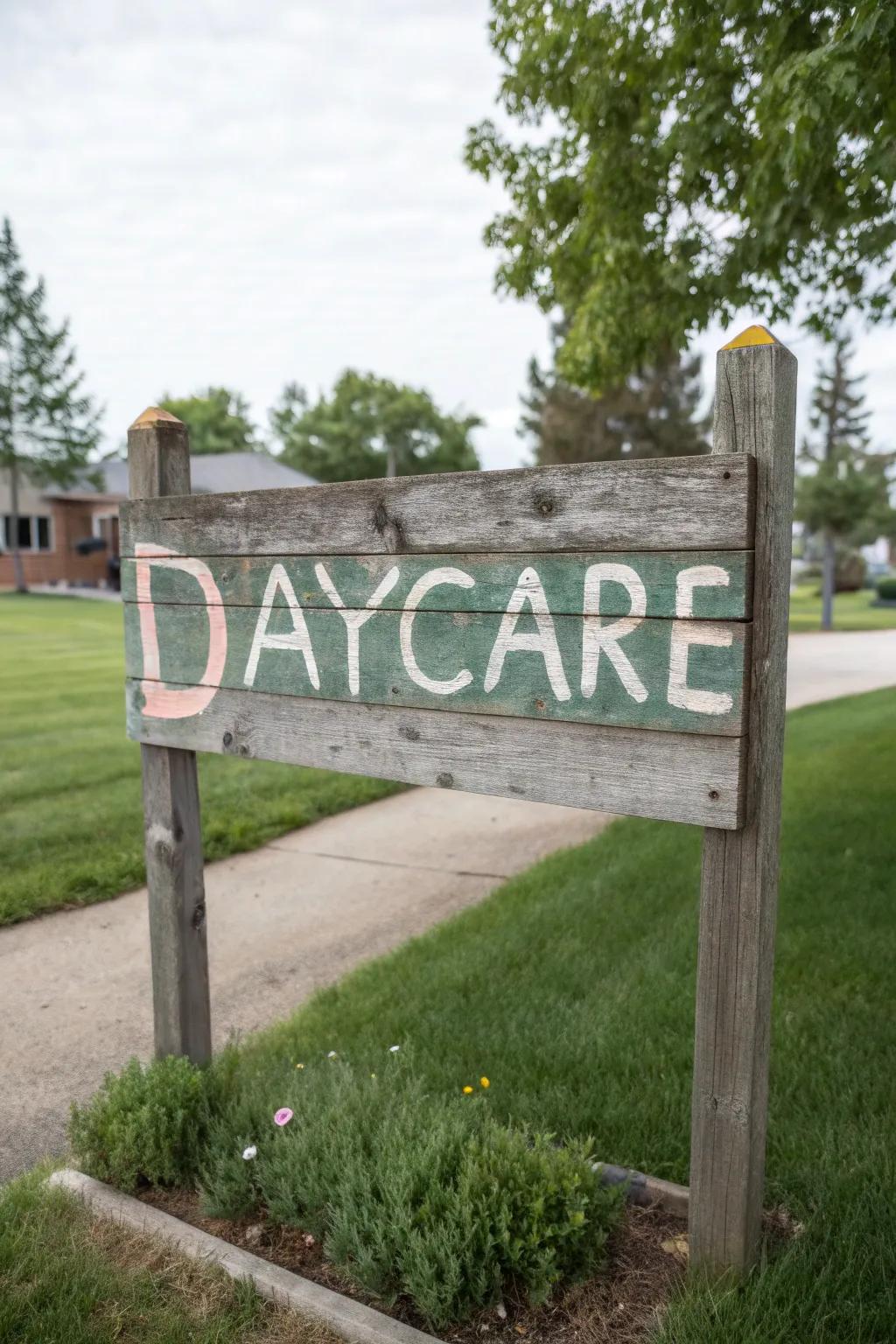 Eco-friendly materials make this daycare display both sustainable and stylish.