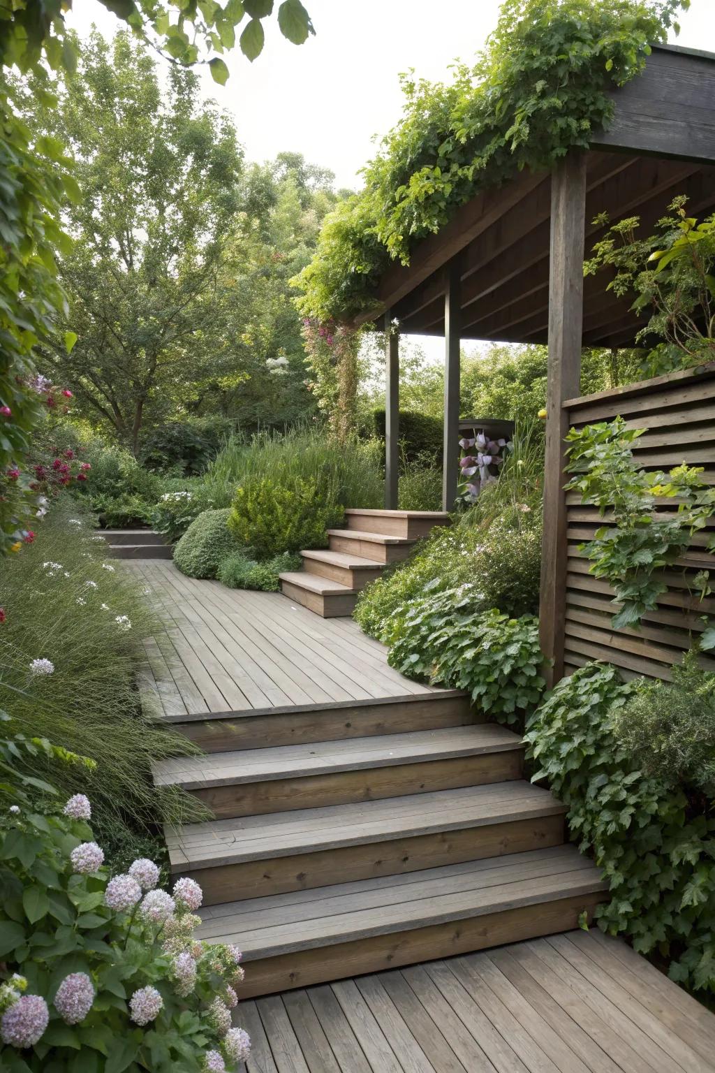 Maintain a sleek look with hidden deck steps.
