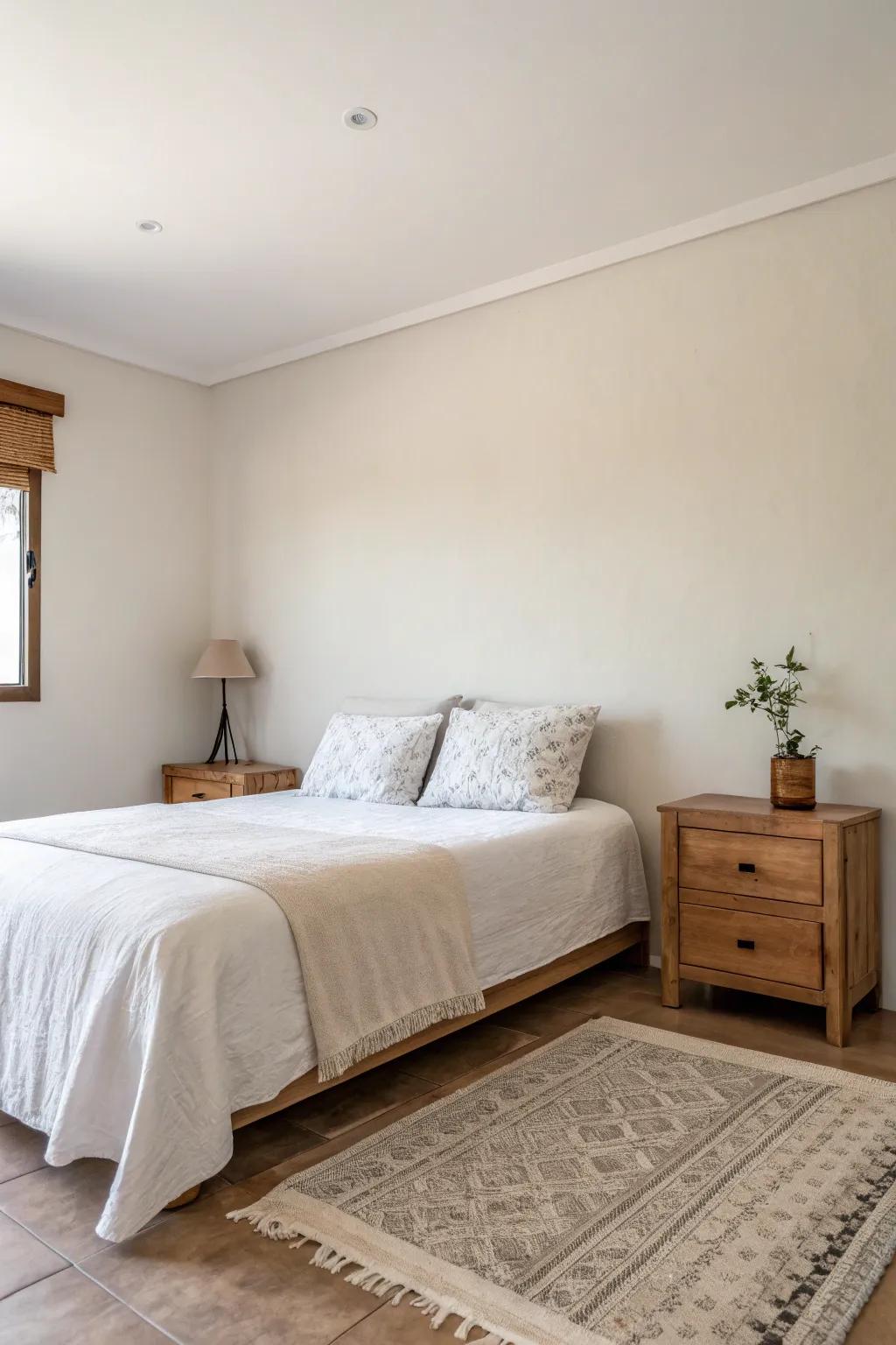 Negative space crafts a peaceful and uncluttered atmosphere.