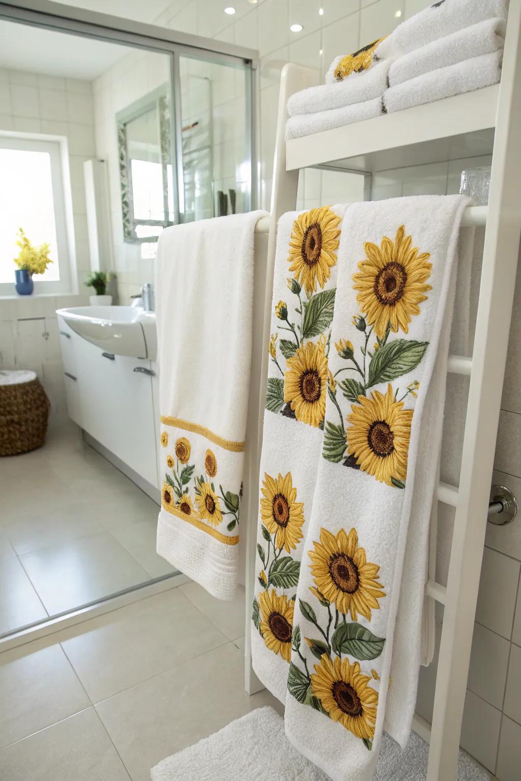 Sunflower bath linens introduce a bright and cheerful touch to your bathroom decorations.