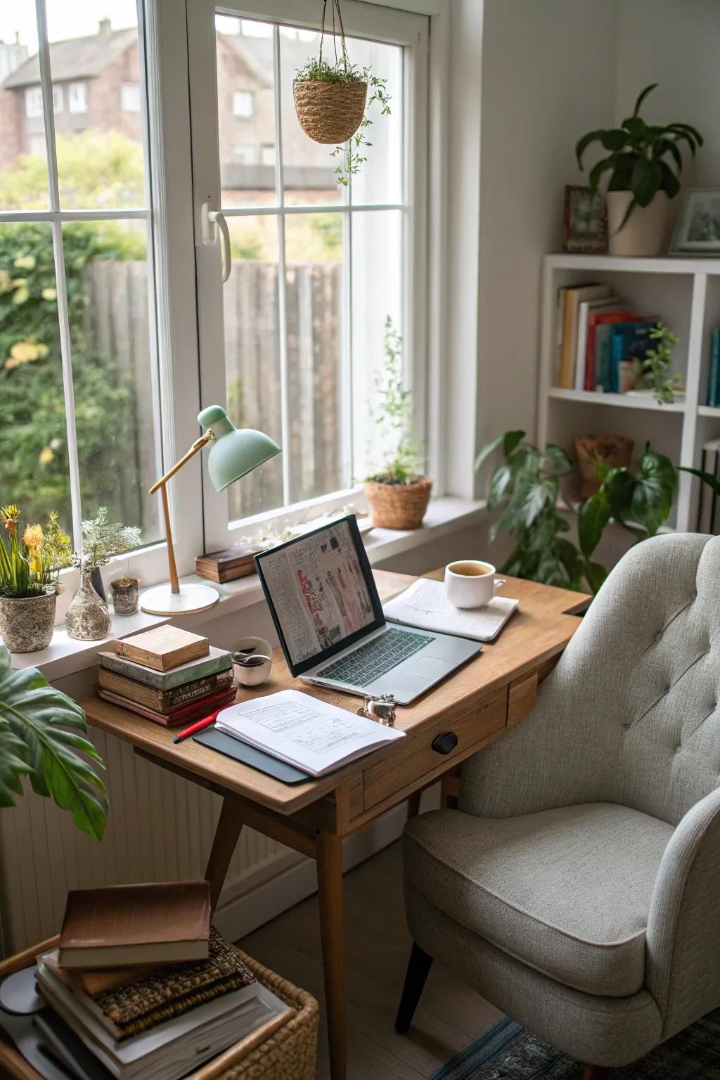 A dual-area workspace balances productivity and relaxation.