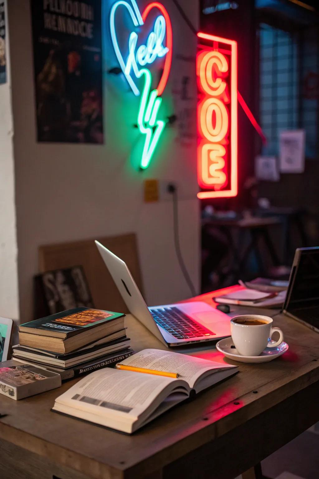 Unexpected lighting adds a unique flair to your desk.